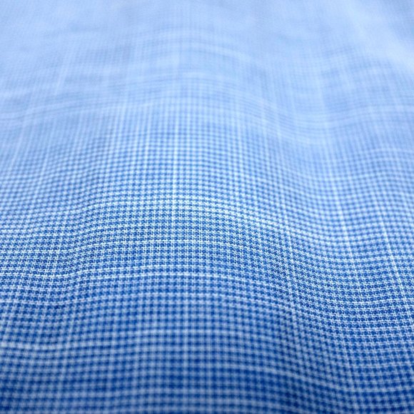 SuitSupply Blue Houndstooth Egyptian Cotton Button Up Dress Shirt Size 15 3/4 L - Picture 10 of 14